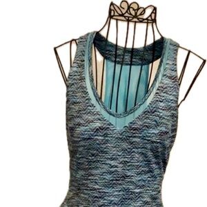 MPG teal patterned comfortable sport travel dress size small with back mesh